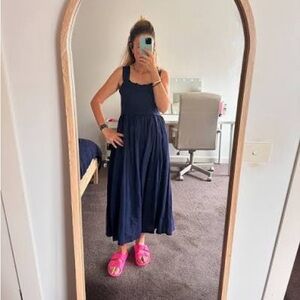 Uniqlo Navy Blue Sleeveless Square Neck Sundress